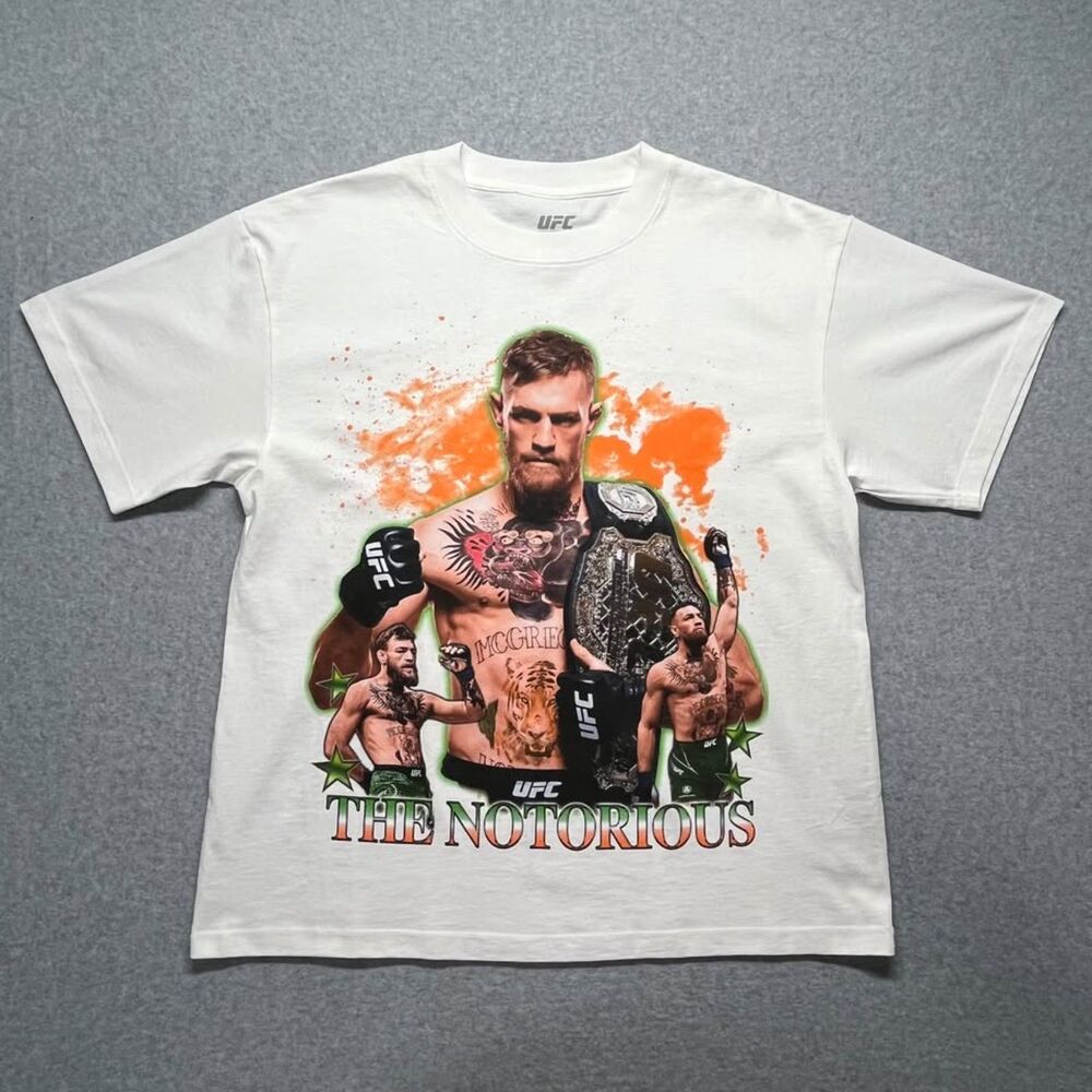 UFC Conor McGregor The Notorious Graphic T-Shirt Men's L Front Back 100% Cotton